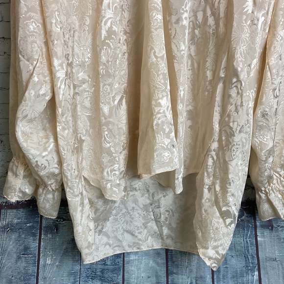 VICTORIA'S SECRET Vintage Gold Label Ivory Babydoll Satin Gown M/L Sexy Ruffles - Picture 14 of 16